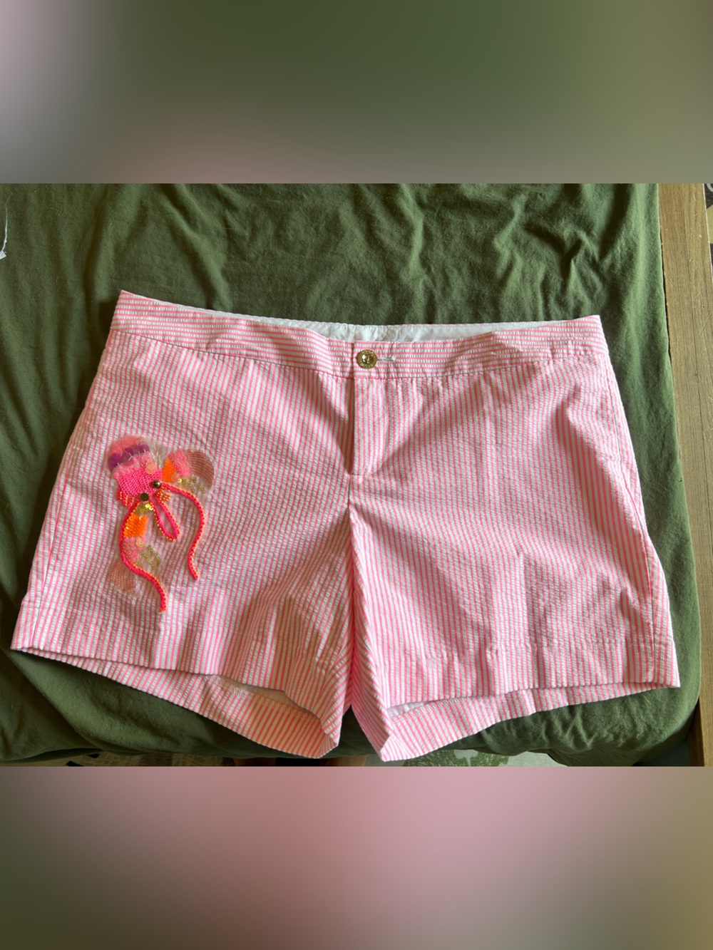 🦞NWT Lilly Pulitzer pink seersucker Callahan party shorts